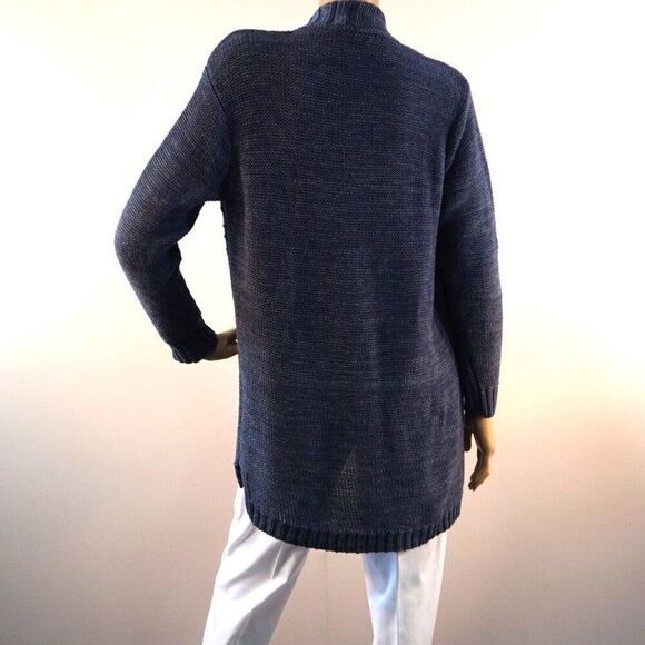 Chaps Open Cardigan Blue Cotton Knit Womens Size Medium - Picture 4 of 11